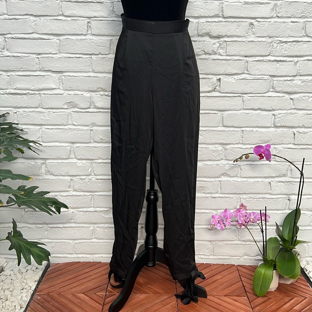 ⚫️ ASOS Missguided Satin Genie Pants with Side Slits  and Bow Detail size 6